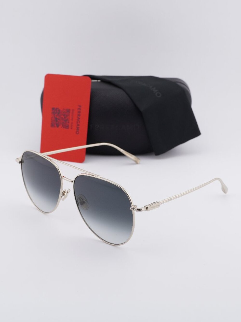 Salvatore Ferragamo SF308S 715 Aviator Sunglasses - Gold / Blue Gradient
